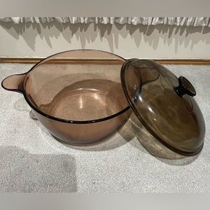 LARGE Corning Amber Visionware Vision Ware 5 Qt 4.5 L Dutch Oven with Lid